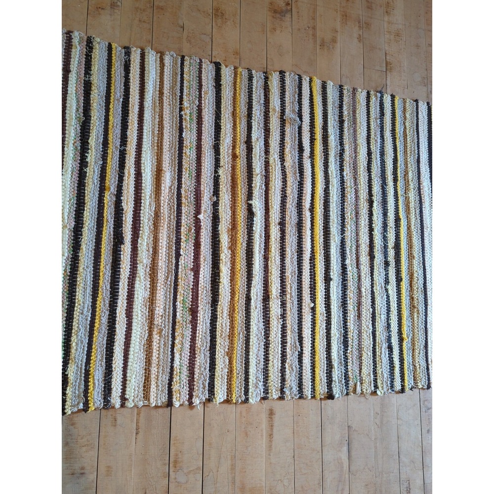 Antique Imported Swedish Hand Made Rag Rug Runner (26 x 188" ) Very Pretty - Picture 7 of 11